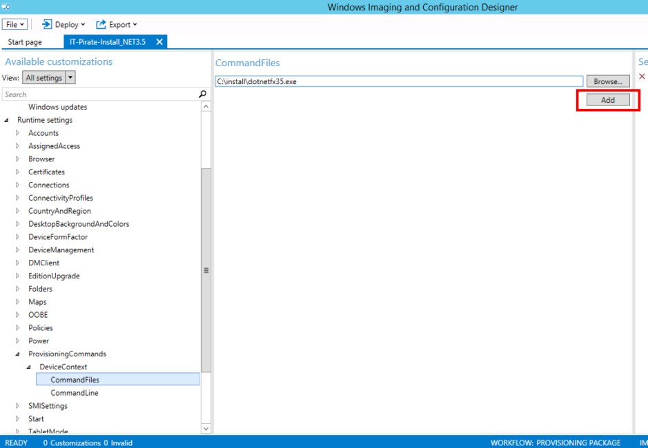 Windows 10 Provisioning Package Install a single Application IT